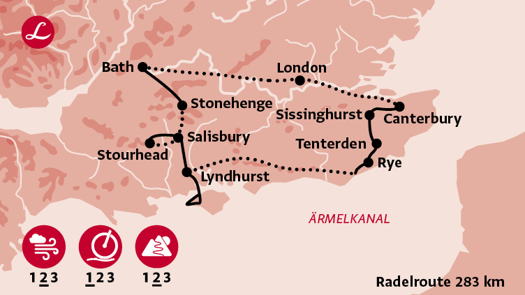 Die Landpartie: Radweg Karte für geführte Radreise in England