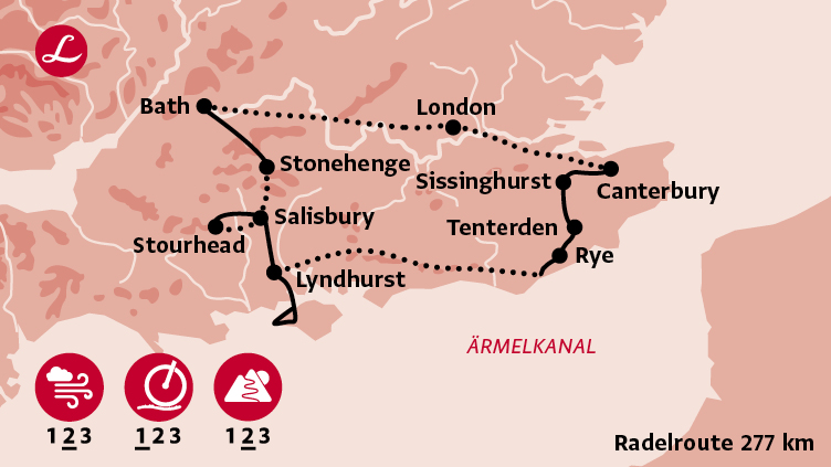 Die Landpartie: Radweg Karte für geführte Radreise in England