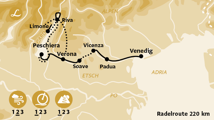 Venetien Radelkarte