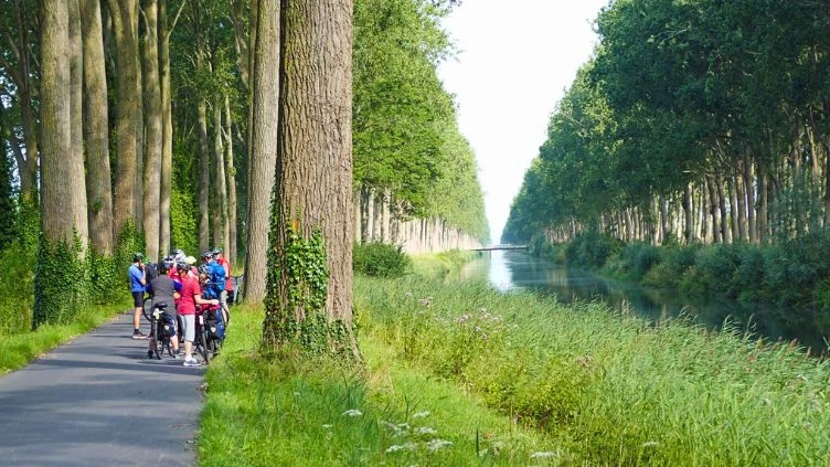 Pappelreihen gesäumten Kanal von Damme in der Nähe von Brügge; Foto: Klaus Eberle