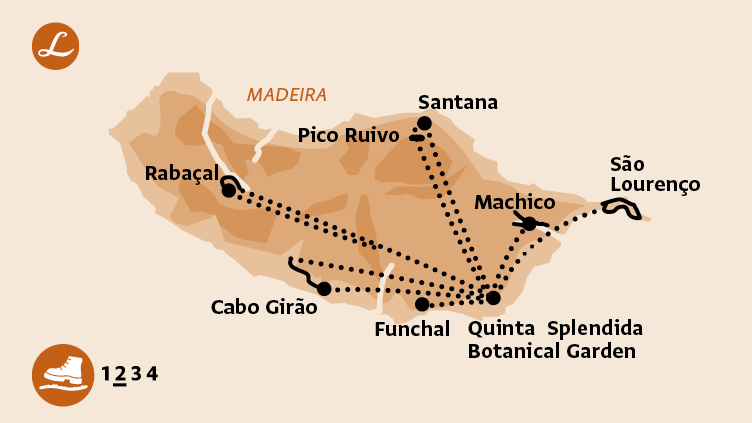 Die Landpartie Karte Wanderreise Madeira