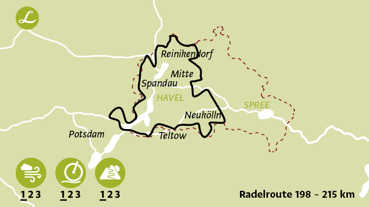 Routenverlauf der individuellen Radreise am Mauerradweg